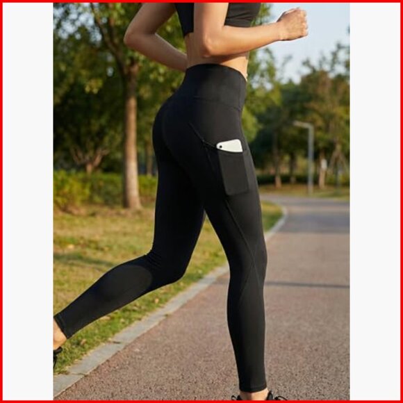 High Waist Yoga Leggings with Pockets, Tummy Control, 4-Way Stretch - Picture 4 of 7